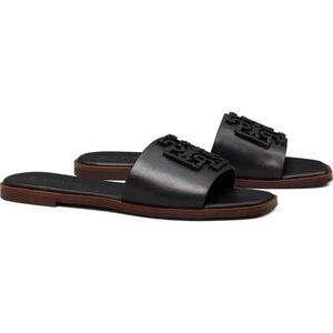 ❤️ NIB Tory Burch Ines Slide Leather Sandal BLACK 6.5 7 7.5 8.5 9 9.5 10 AUTHNTC